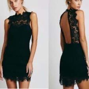INTIMATELY FREE PEOPLE Daydream Black Lace Open Back Body Con Dress